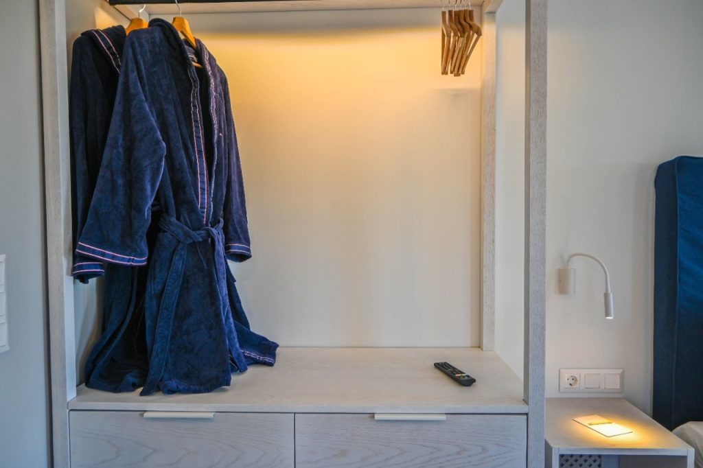 Blue navy honeymoon suite with indoor jacuzzi